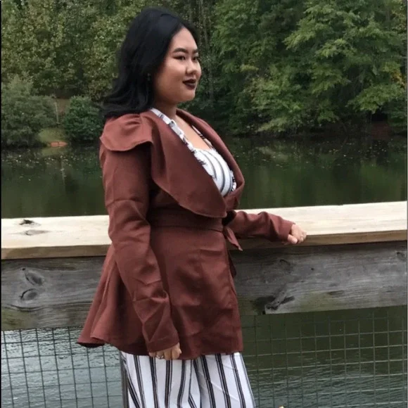 Belted brown wrap coat - Picture 5 of 11